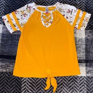 NOBO Mustard Floral Sleeve Tee